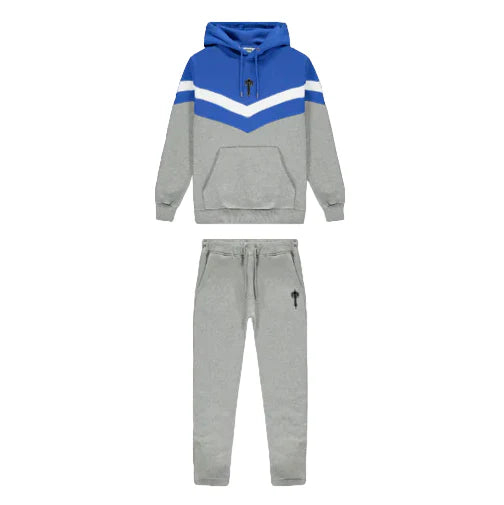 V-Stripe Hooded Tracksuit - Blue / White / Grey