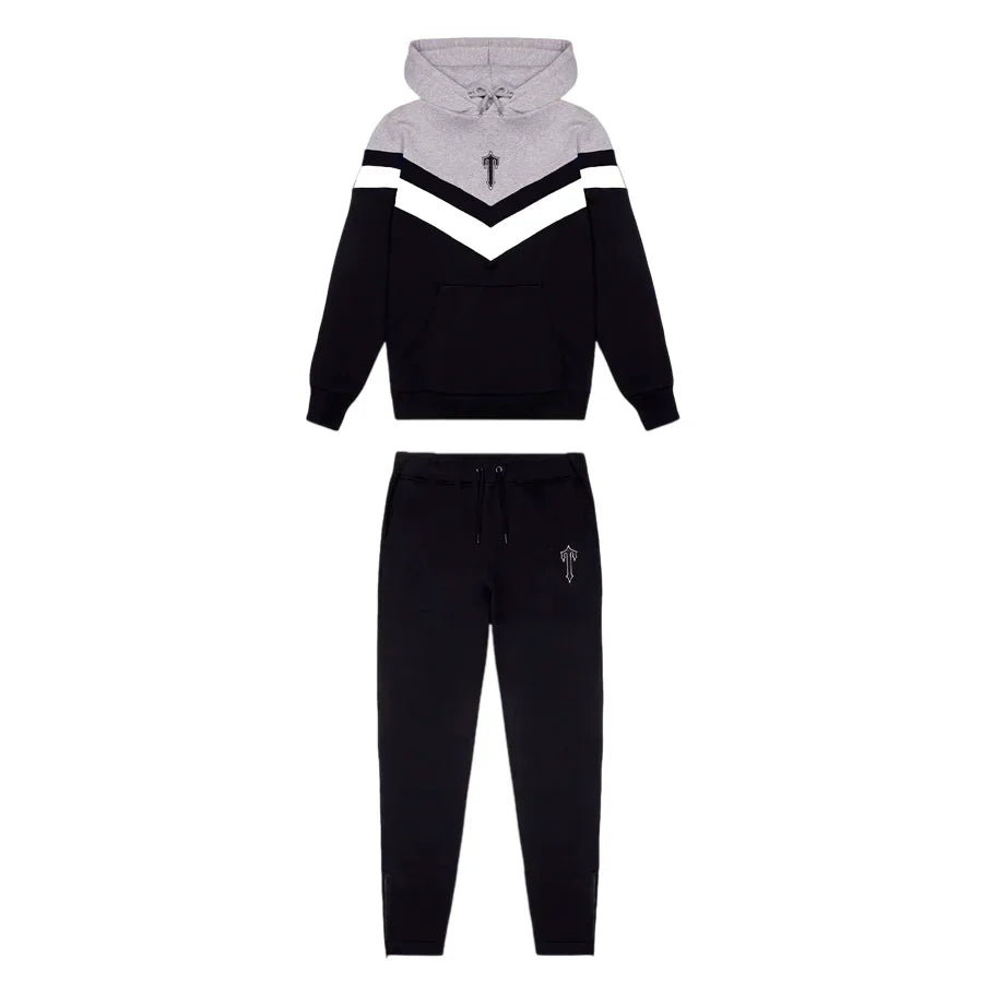 V-Stripe Hooded Tracksuit - Grey / White / Black