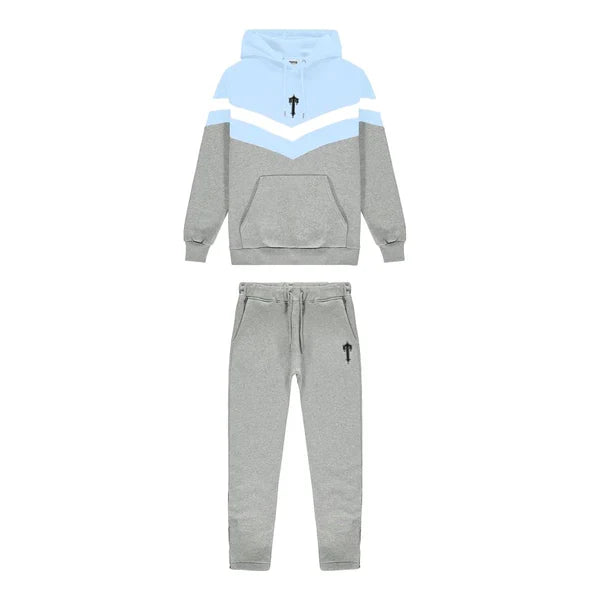 V-Stripe Hooded Tracksuit - Cashmere Blue / White / Grey