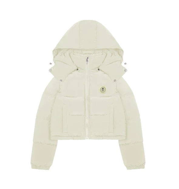 (W) Irongate Detachable Hooded Puffer Jacket - Cream